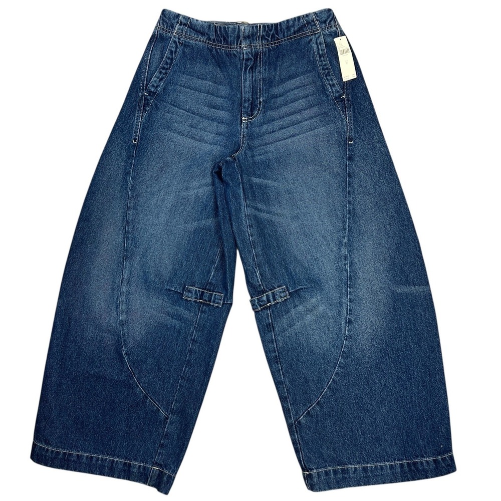Anthropologie Pilcro Heritage Curve Mid-Rise Barrel Jeans 26 Wide-Leg Baggy Boho